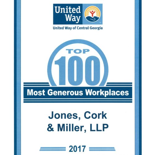 JONES CORK RECOGNIZED BY UNITED WAY